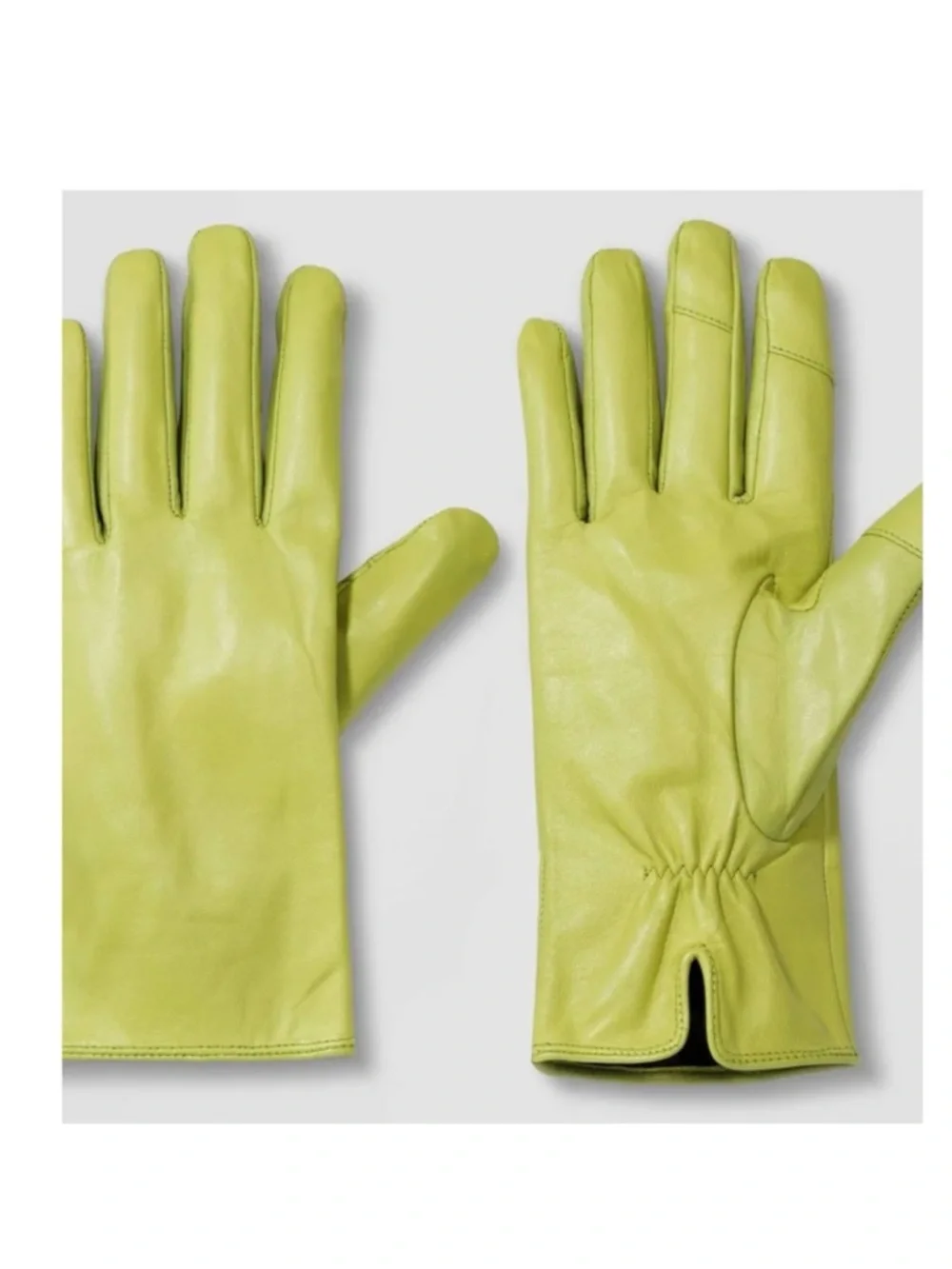 A New Day Women’s Leather Gloves in Chartreuse Green Size Small NWT